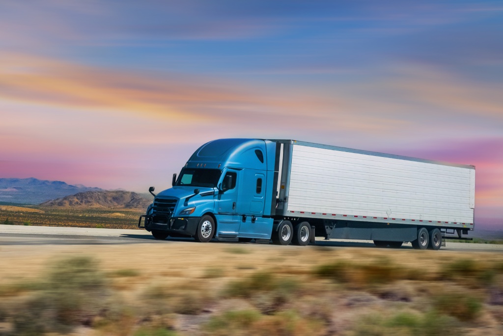 Semi Trucks on road, USA. Trucking