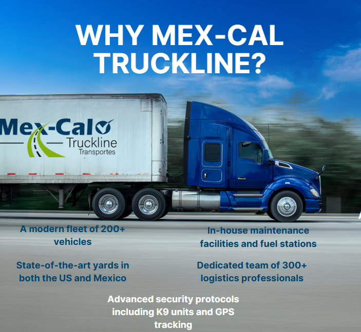 A modern fleet of 200+ vehicles State-of-the-art yards in both the US and Mexico Advanced security protocols including K9 units and GPS tracking In-house maintenance facilities and fuel stations Dedicated team of 300+ logistics professionals