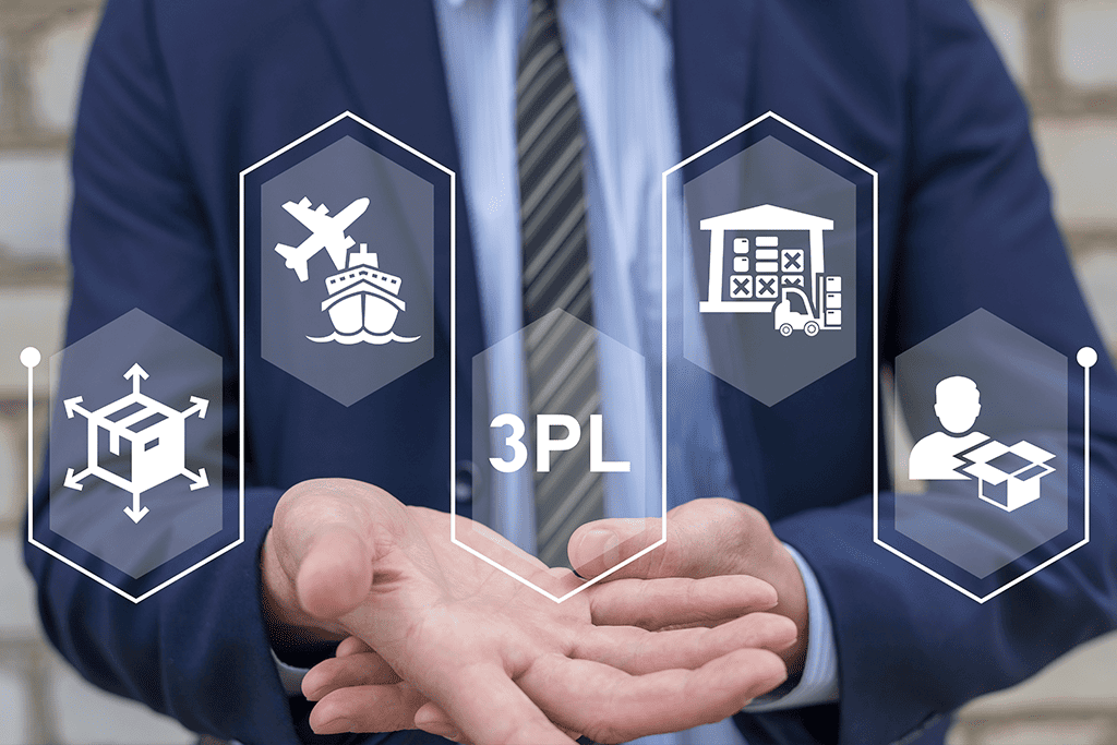 business man and 3PL services. Logistics services. 